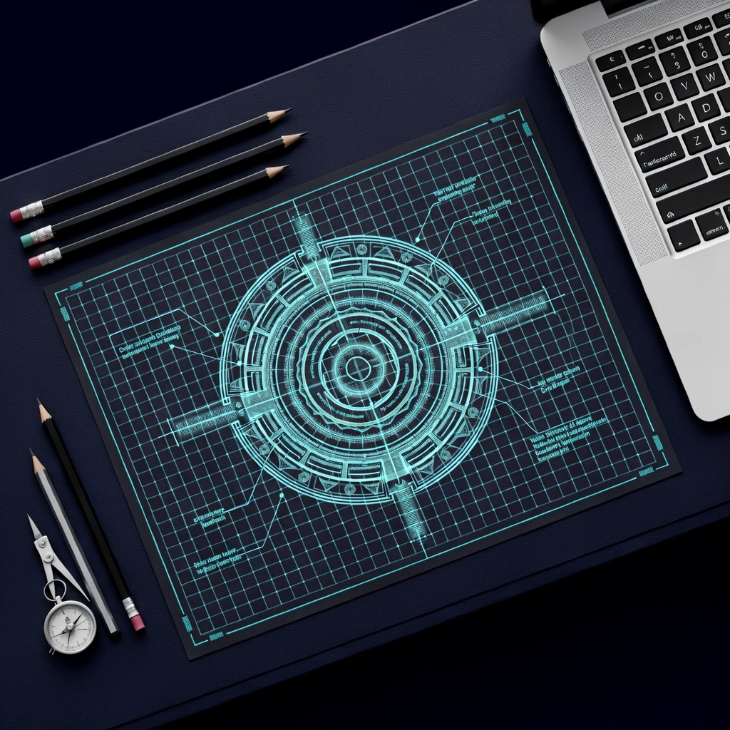 Technical blueprint of a digital dashboard